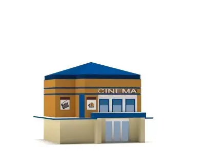 Low Poly Cinema Building Low-poly 3D model