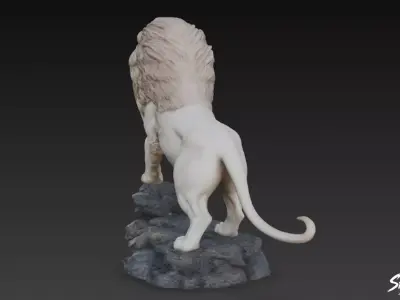 Lion Statue V27 Low-poly 3D model