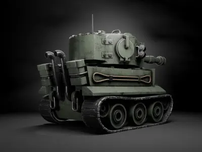 Stylized battle tank Tiger Low-poly 3D model