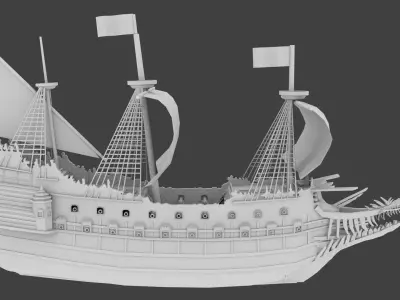 Low Poly Pirate Of The Caribbean Flying Dutchman No Texture Low-poly 3D model