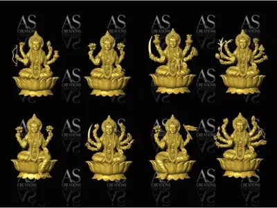 pack of ashta lakshmi premium stl files 3D print model