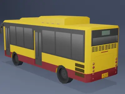 Yellow Thai bus Low poly v04 Low-poly 3D model