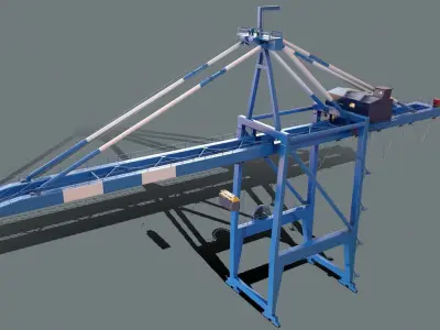 PBR Quayside Container Crane Version 1 - Blue White Low-poly 3D model