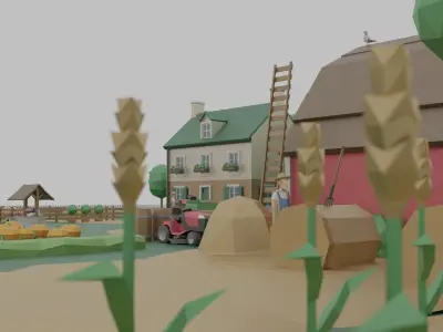 Farm House Low-poly 3D model buy