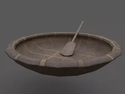 Traditional round Boat Low-poly 3D model