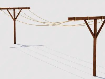 Clothesline Low-poly 3D model