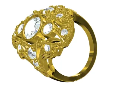 Antique Art Deco Style Engagement Ring 3D print model purchase