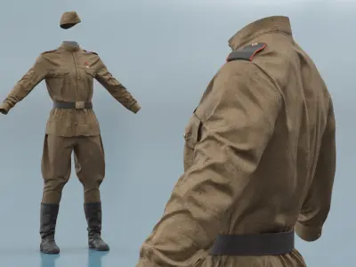  Soviet Soldier 1940s Military Uniform 