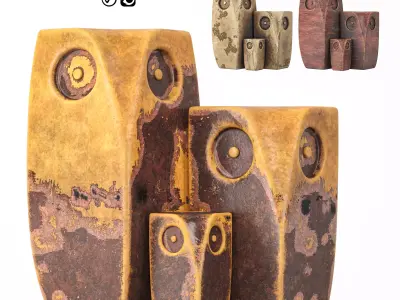 Owl Family Sculpture 3D model