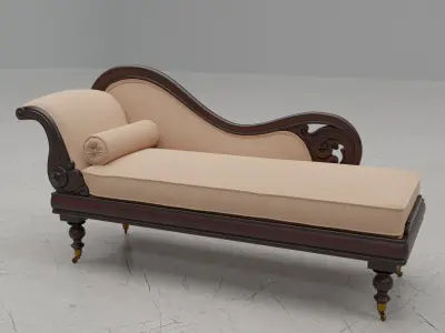 Antique William IV Mahagony Chaise Lounge 3D model