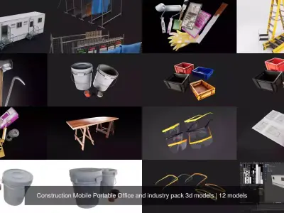 Construction Mobile Portable Office and industry pack 3d models