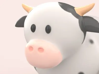 Cartoon Cow Animal Style Cute Low-poly 3D model