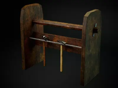 Medieval Blacksmith Tool Rack Low-poly 3D model