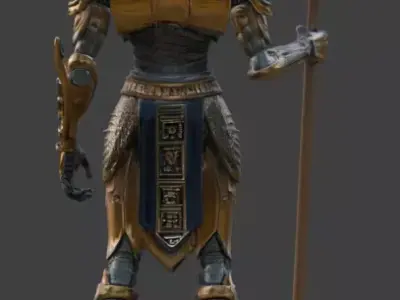 Futuristic Cyberpunk Pharaoh Statue Low-poly 3D model
