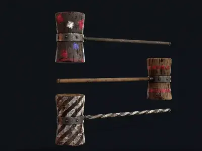 Killer Clown Wooden Hammer Low-poly 3D model