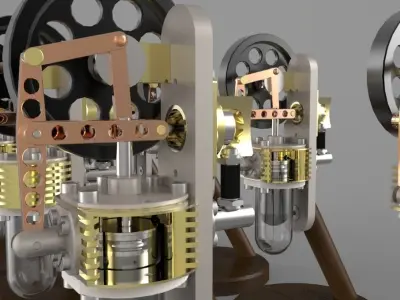 Vertical Stirling Engine Free 3D model purchase