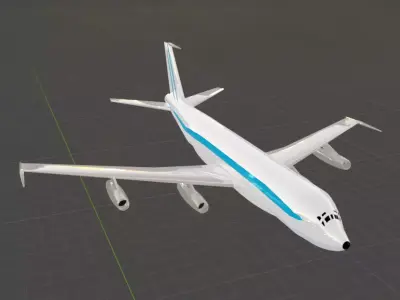 Fictional Quad Engine 1950s Jetliner 707-120 Inspired Low-poly 3D model