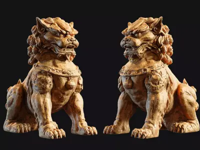 Chinese guardian lion foo dog 3D print model
