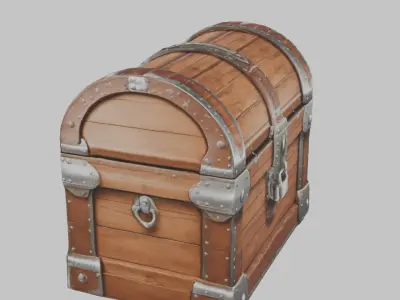 wooden treasure chest Low-poly 3D model
