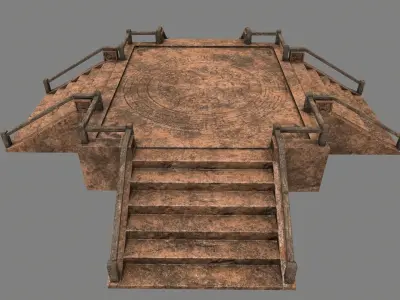 Stairs set of with metal railings Low-poly 3D model