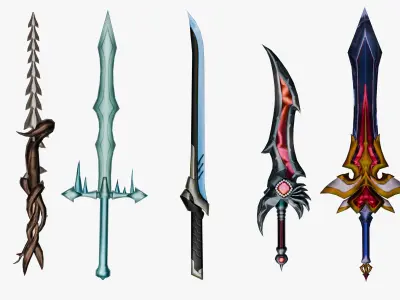 15 Stylized Sword Models Pack 1 - Low Poly Low-poly 3D model