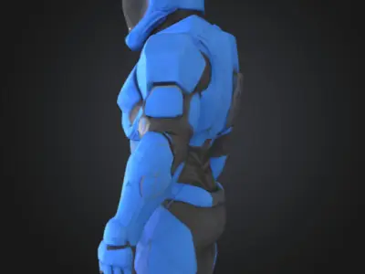 Futuristic Blue Soldier Model Tactical Armored SciFi Character Low-poly 3D model