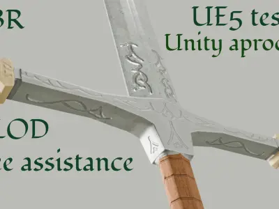 Rune Engraved Sword or Longsword Low-poly 3D model