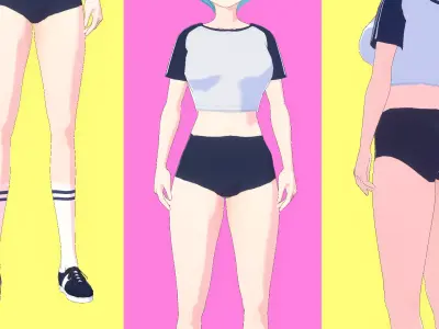 Anime - BLUE Hair Sports Girl Low-poly 3D model
