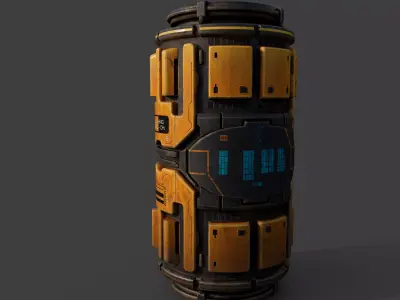 Scifi Industrial Barrel Low-poly 3D model