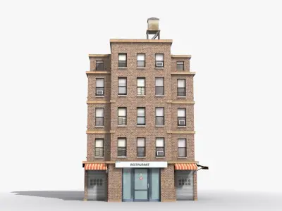 Apartment Building x15 Low-poly 3D model