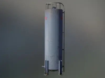 Industrial Vertical Storage Tank-Blue 3D model