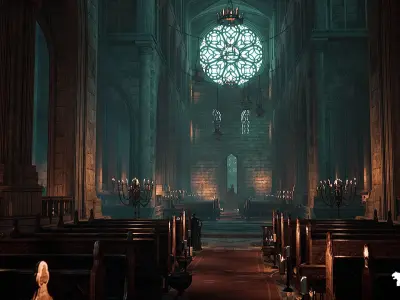 Old Cathedral Environment Low-poly 3D model