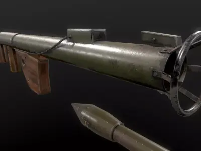  M1A1 Rocket Launcher ww2 usa Bazooka Low-poly 3D model