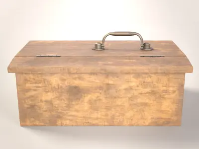 Vintage wooden secretary box Low-poly 3D model