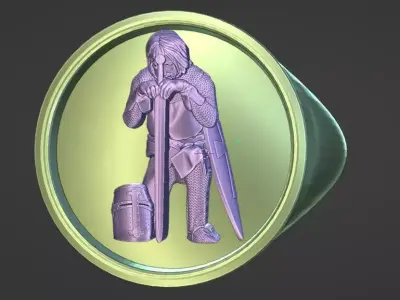 kneeling warrior ring 3D print model