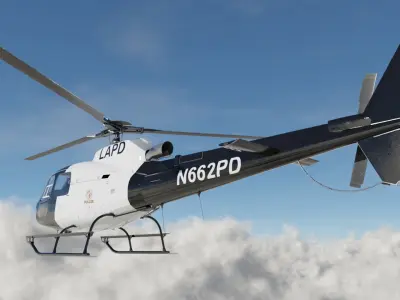 Low Poly PBR Police Eurocopter AS350 Low-poly 3D model