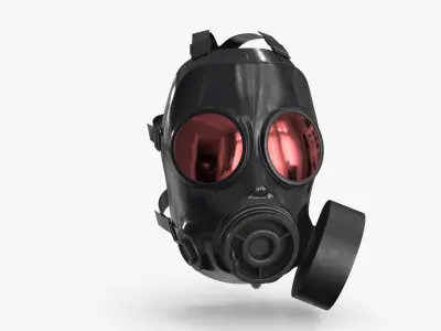 Gas Mask Red Mirrored Low-poly 3D model