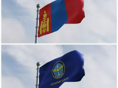 Animated Mongolia Flags 3D model
