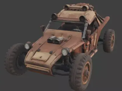 Post-Apocalyptic Raider Skull Buggy model Low-poly 3D model