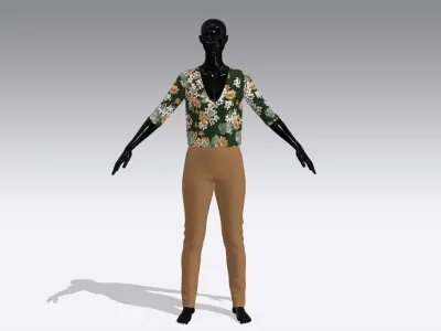 Female Cloth Dress Low-poly 3D model