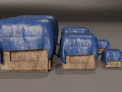 Modular Industrial Crate Pack Low-poly 3D model