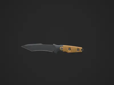 Black Tanto Knife D2 with Sheath  Low-poly 3D model