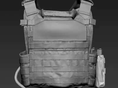 Tactical vest Low-poly 3D model 7