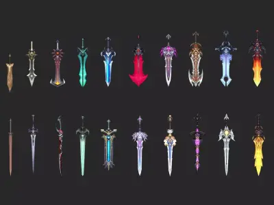 Fantasy Sword Collection Low-poly 3D model purchase