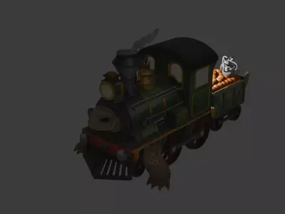 Stylized Frog Locomotive - Fantasy Train Model 3D print model