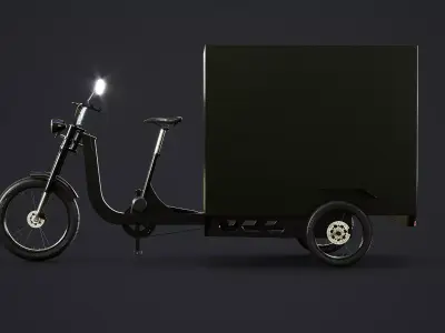 Electric Box Cargo Tricycle Delivery Bike 3D Model Low-poly 3D model