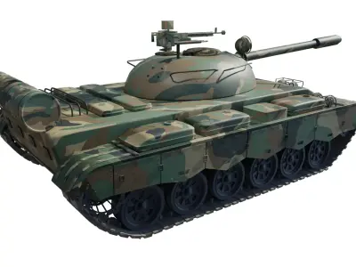 T-69 Tank Low-poly 3D model