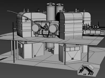 Particle Accelerator separated sector cyclotron  Low-poly 3D model
