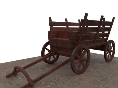 Medieval Carriage  Low-poly 3D model