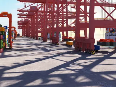 Industrial Port Harbor - Container Terminal  3D model